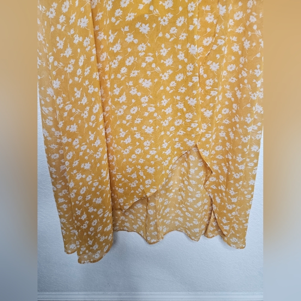 NWT Lulu's After-Bloom Delight Golden Yellow Ditsy Floral Print Midi Dress XS - Picture 7 of 16